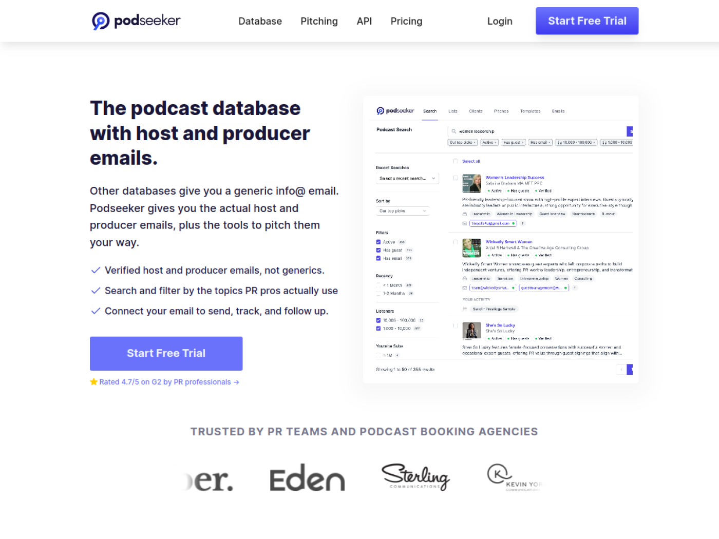 Podseeker website homepage